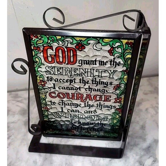 Stained Glass Double Side Book Ends Serenity Prayer, Praying Hands.*Read - Picture 4 of 7